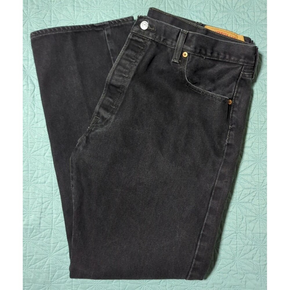 Levis 501 Men's Jeans Sz 40x32 Black Button Fly Straight Denim